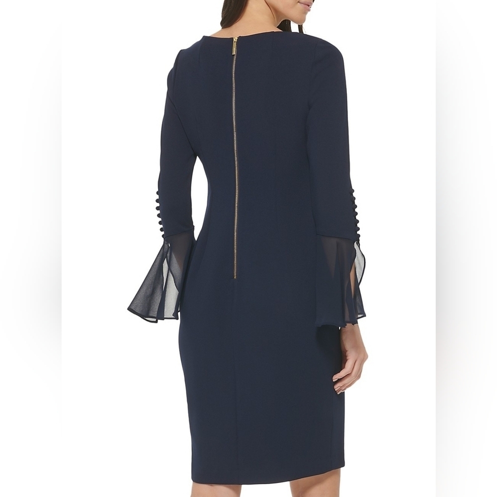 Calvin Klein Chiffon Bell-Sleeve Dress